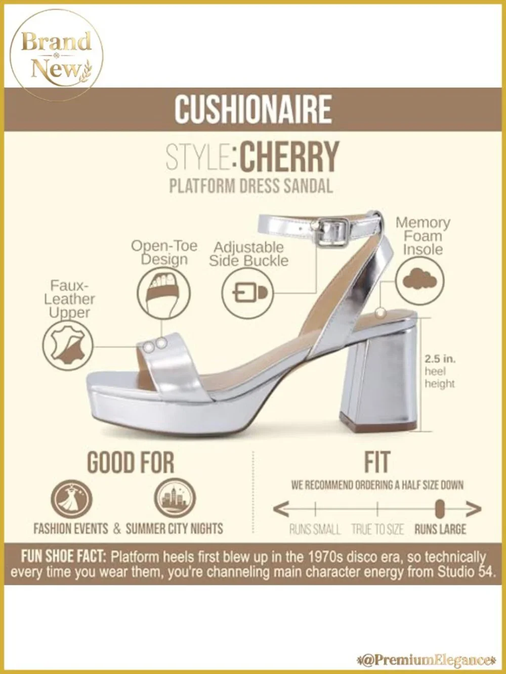 Cushionaire Cherry Platform Dress Sandals Memory Foam Ankle Strap Heels
